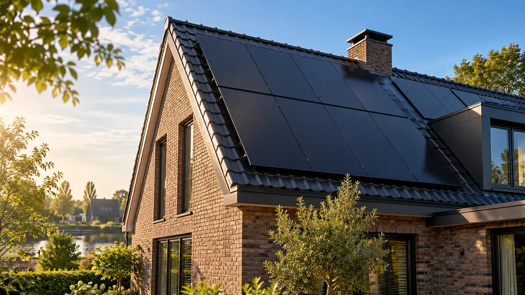 Zonnepanelen op een pannendak